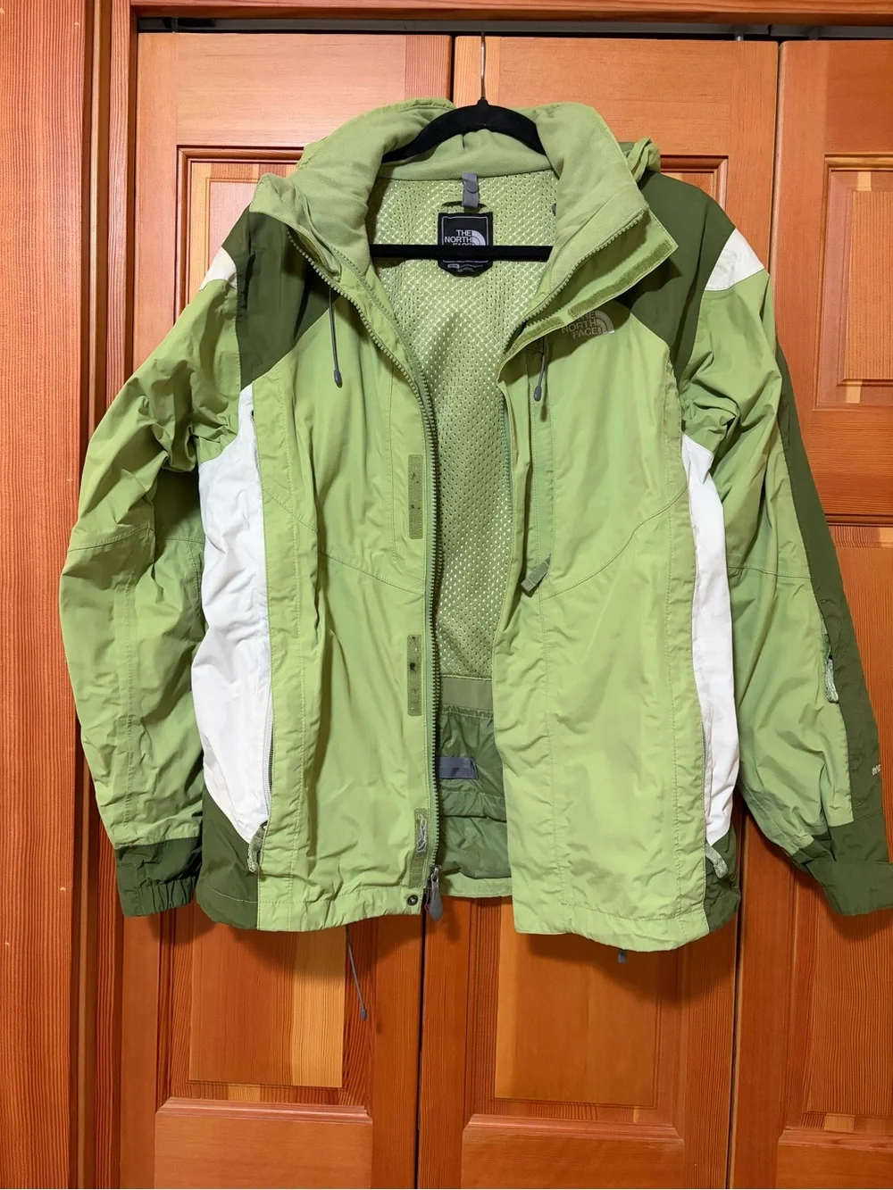 The North Face Hyvent Lime Green & White Hooded Waterproof Jacket Size M